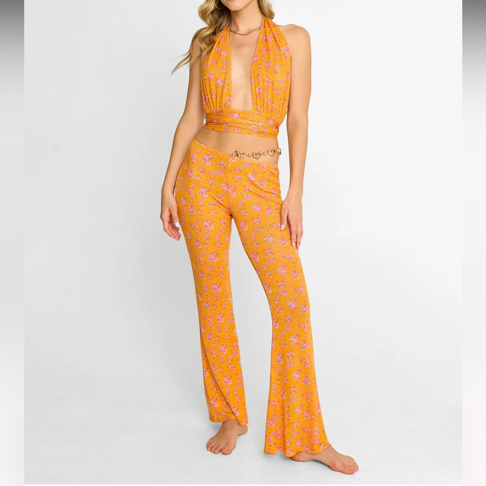 Beach Bunny - Saddie Pant & Wrap Top Cover-ups - Orange Ditsy Floral